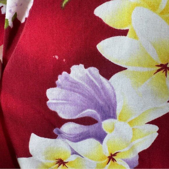 Vintage Royal Hawaiian Creations Puff Sleeves Red Floral Dress Size 4XL - Picture 6 of 13